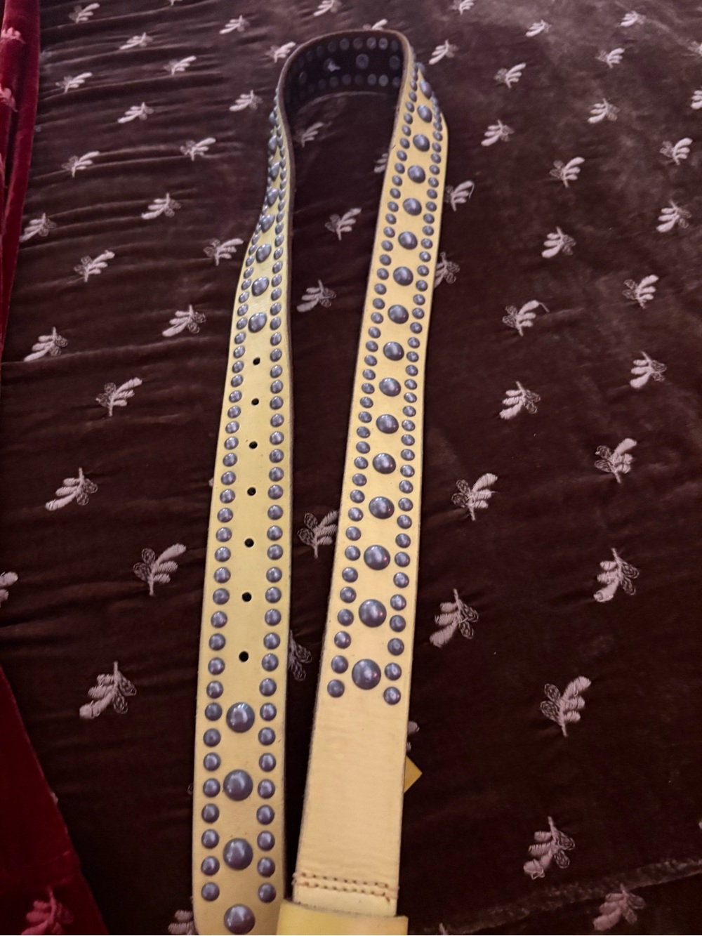 Free People Yellow Studded Leather Belt Strap
